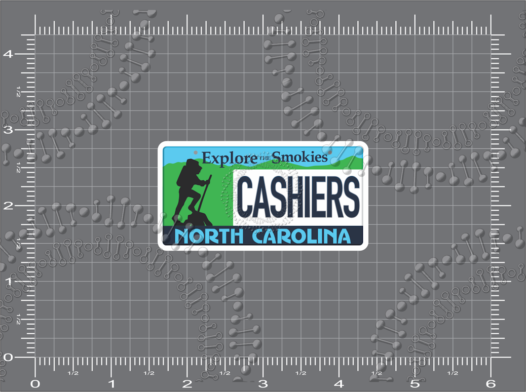 Cashiers, NC - Hiker License Plate Decal