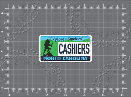 Cashiers, NC - Hiker License Plate Decal