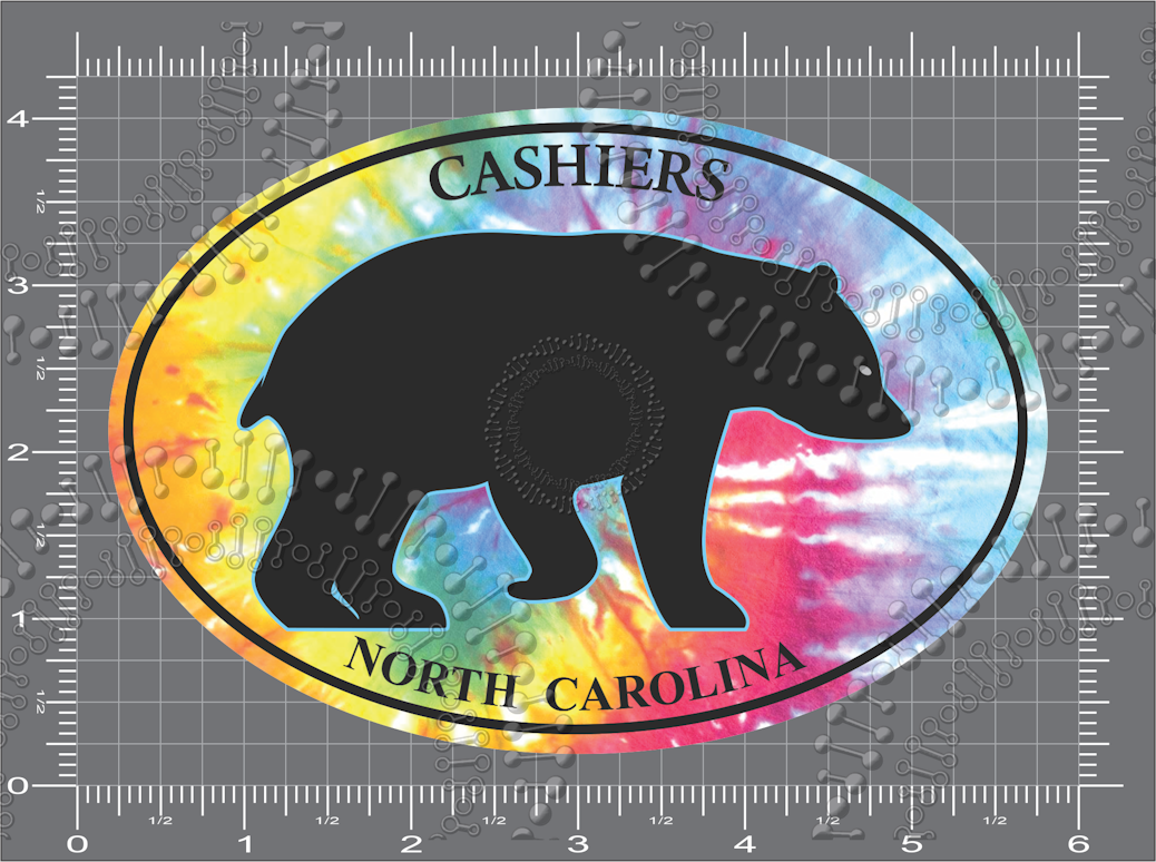 Cashiers, NC - Oval Tie Dye Decal