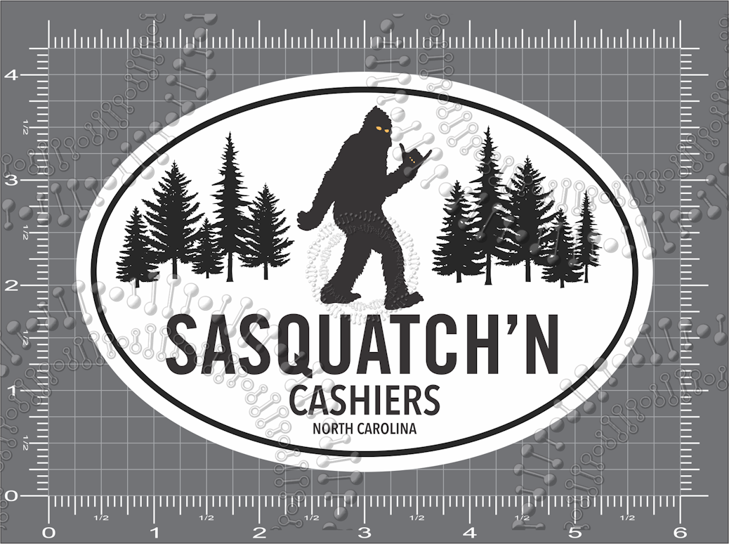 Cashiers, NC - Squatch'N - Black Decal