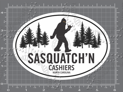 Cashiers, NC - Squatch'N - Black Decal