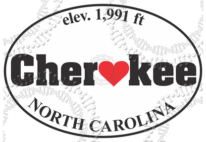 Cherokee, NC - Cherokee Heart with Elevation Decal