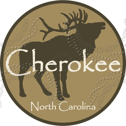 Cherokee, NC - Circle Moose Decal