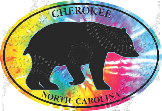 Cherokee, NC - Tie Dye Bear Decal