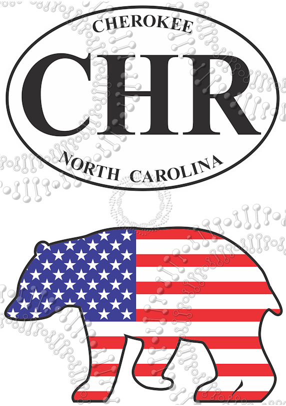 Cherokee, NC - USA Bear and White CHR Oval Decal