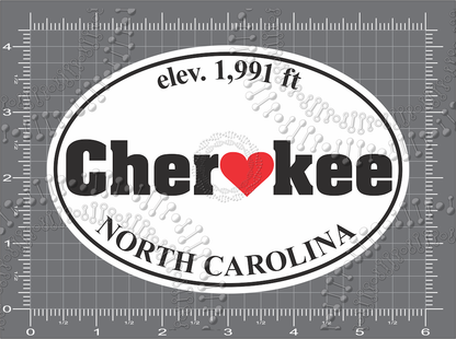 Cherokee, NC - Cherokee Heart with Elevation Decal