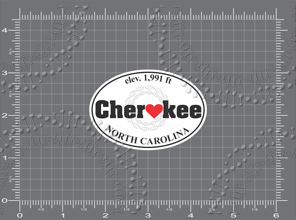 Cherokee, NC - Cherokee Heart with Elevation Decal