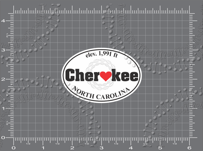 Cherokee, NC - Cherokee Heart with Elevation Decal