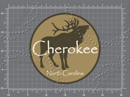 Cherokee, NC - Circle Moose Decal