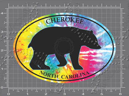 Cherokee, NC - Tie Dye Bear Decal