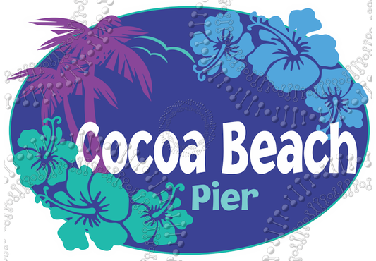 Cocoa Beach, FL - Aloha Blue Cocoa Beach Pier Decal