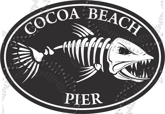 Cocoa Beach, FL - Cocoa Beach Pier Black Fishbonz Decal