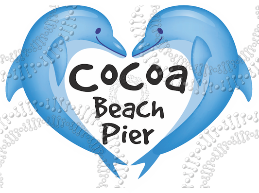 Cocoa Beach, FL - Cocoa Beach Pier Dolphin Heart Decal