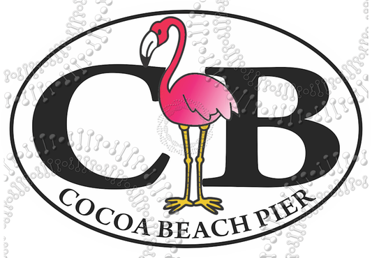 Cocoa Beach, FL - Cocoa Beach Pier Flamingo Decal