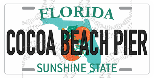 Cocoa Beach, FL - Cocoa Beach Pier License Plate Decal