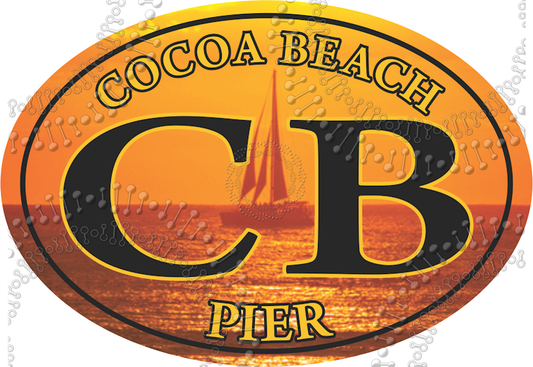 Cocoa Beach, FL - Cocoa Beach Pier Sail Boat Decal