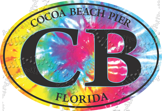 Cocoa Beach, FL - Cocoa Beach Pier Tie Dye Decal