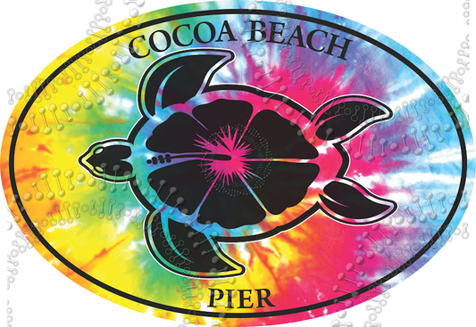 Cocoa Beach , FL - Cocoa Beach Pier Tie Dye Turtle Decal