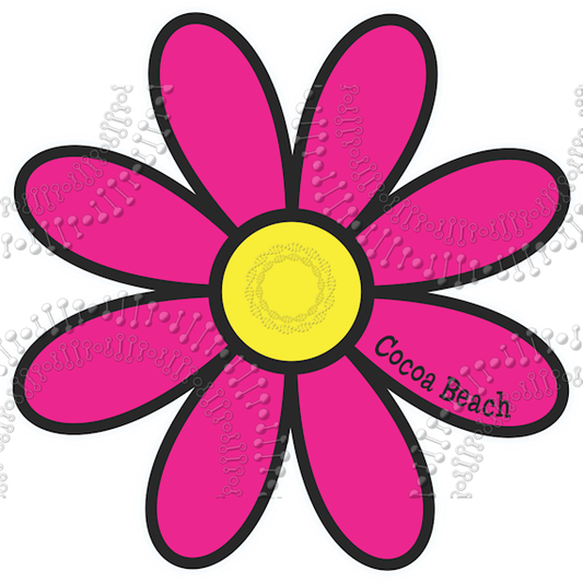 Cocoa Beach, FL - Pink Daisy Decal