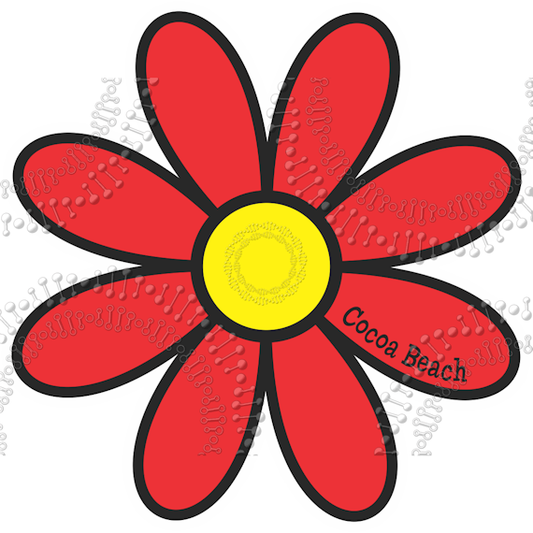 Cocoa Beach, FL - Red Daisy Decal