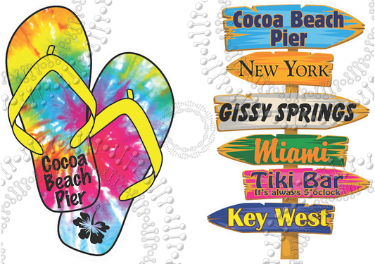 Cocoa Beach, FL - Sandals and Directional Sign Decal