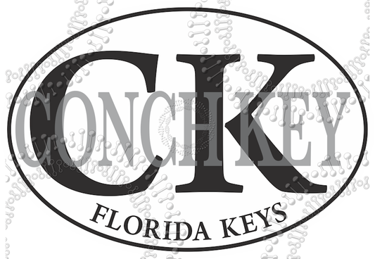 Conch Key, FL - CK White Oval Decal