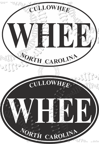 Cullowhee, NC - Black and White WHEE Decal