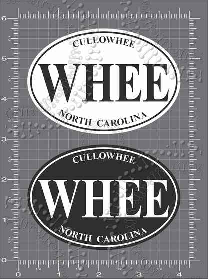 Cullowhee, NC - Black and White WHEE Decal