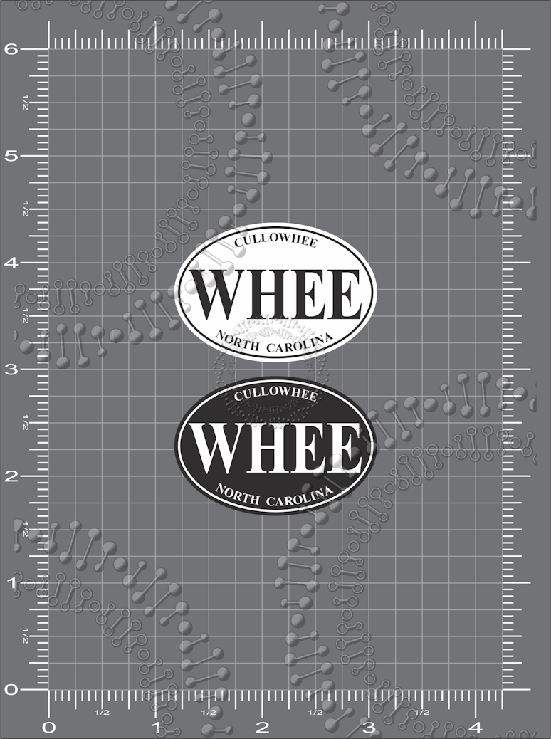 Cullowhee, NC - Black and White WHEE Decal