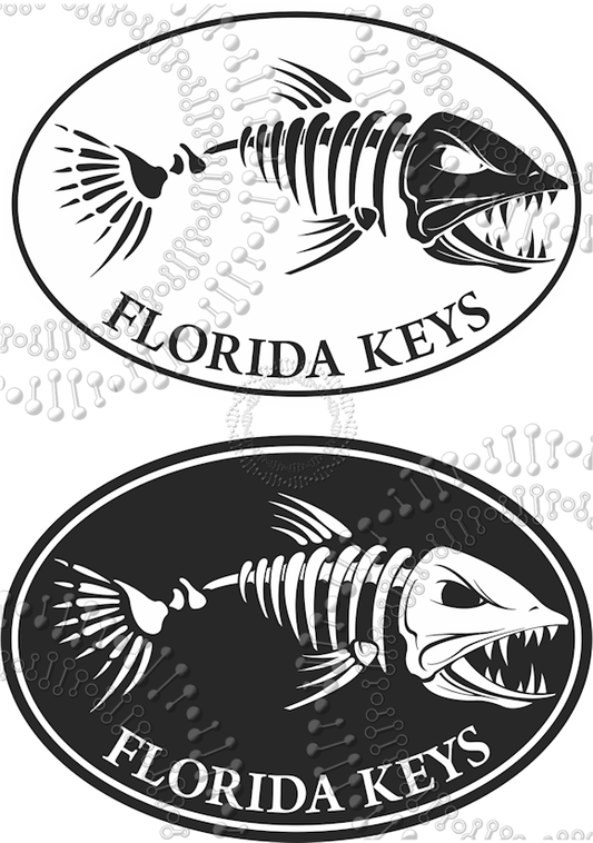 Florida Keys - Black and White Fishbonz Decal