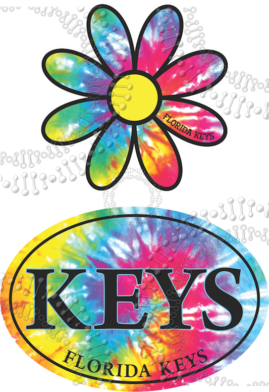 Florida Keys - Daisy  and Oval Tie Dye Decal