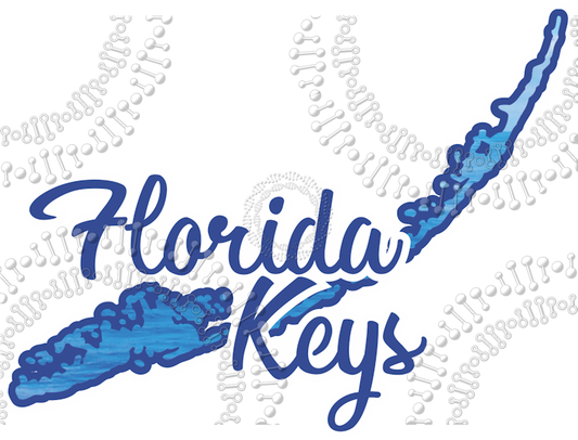 Florida Keys - Island Shape with Cursive Text Decal