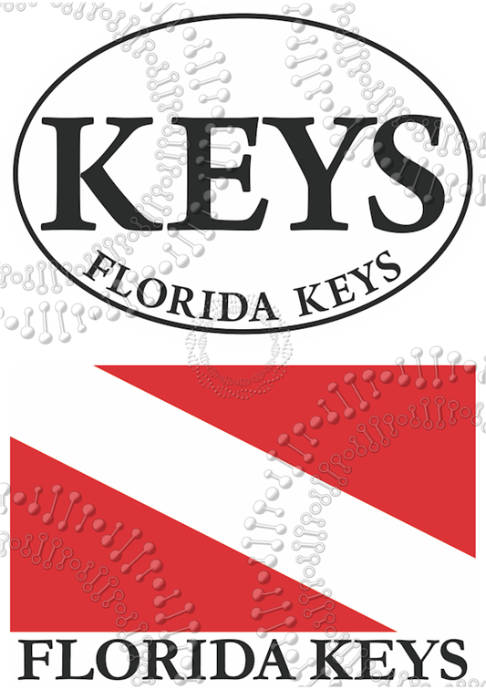 Florida Keys - Keys White Oval and  Dive Flag FL Keys Decal