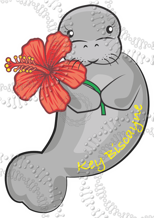 Florida Keys - Manatee with Orange Flower Decal