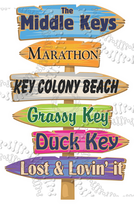 Florida Keys - Middle Keys Directional Sign Decal