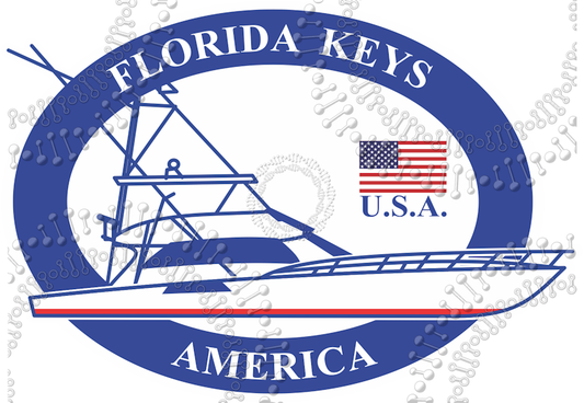 Florida Keys  - Oval Fishing Boat Decal