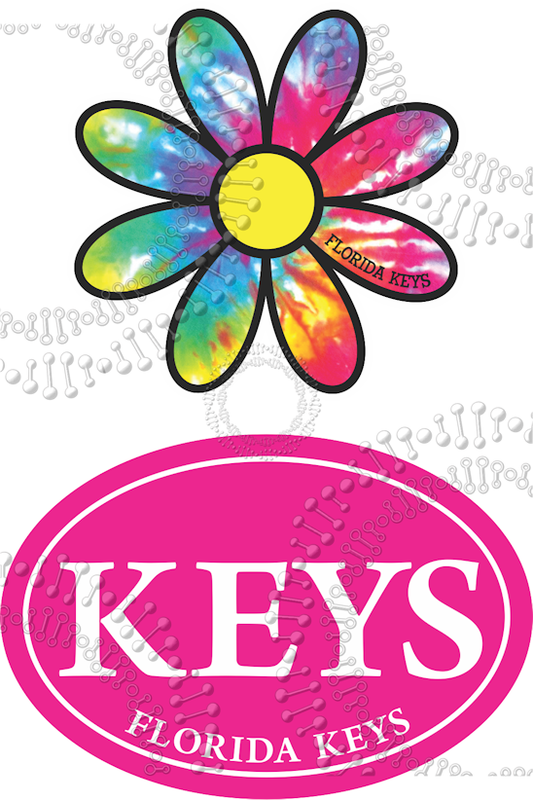 Florida Keys - Tie Dye Daisy and Pink Oval