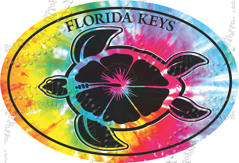 Florida Keys - Tie Dye Turtle Decal