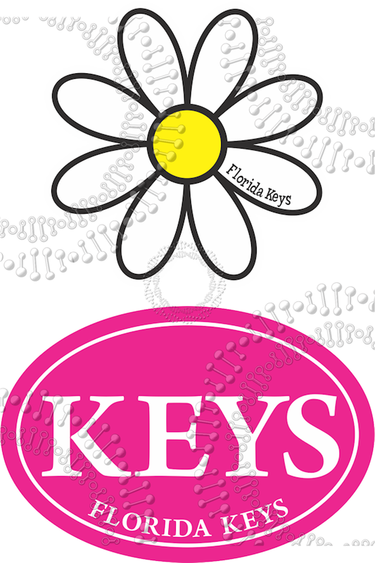 Florida Keys - White Daisy and Pink Oval Decal