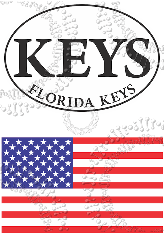 Florida Keys - White KEYS Oval and USA Flag Decal