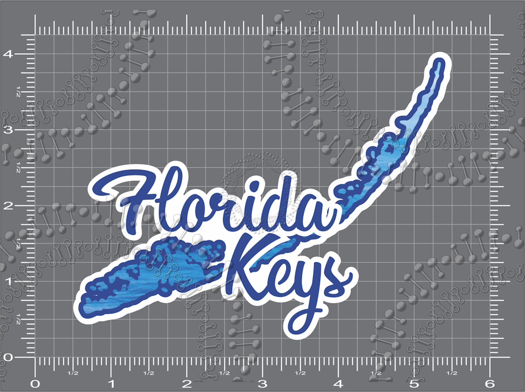 Florida Keys - Island Shape with Cursive Text Decal