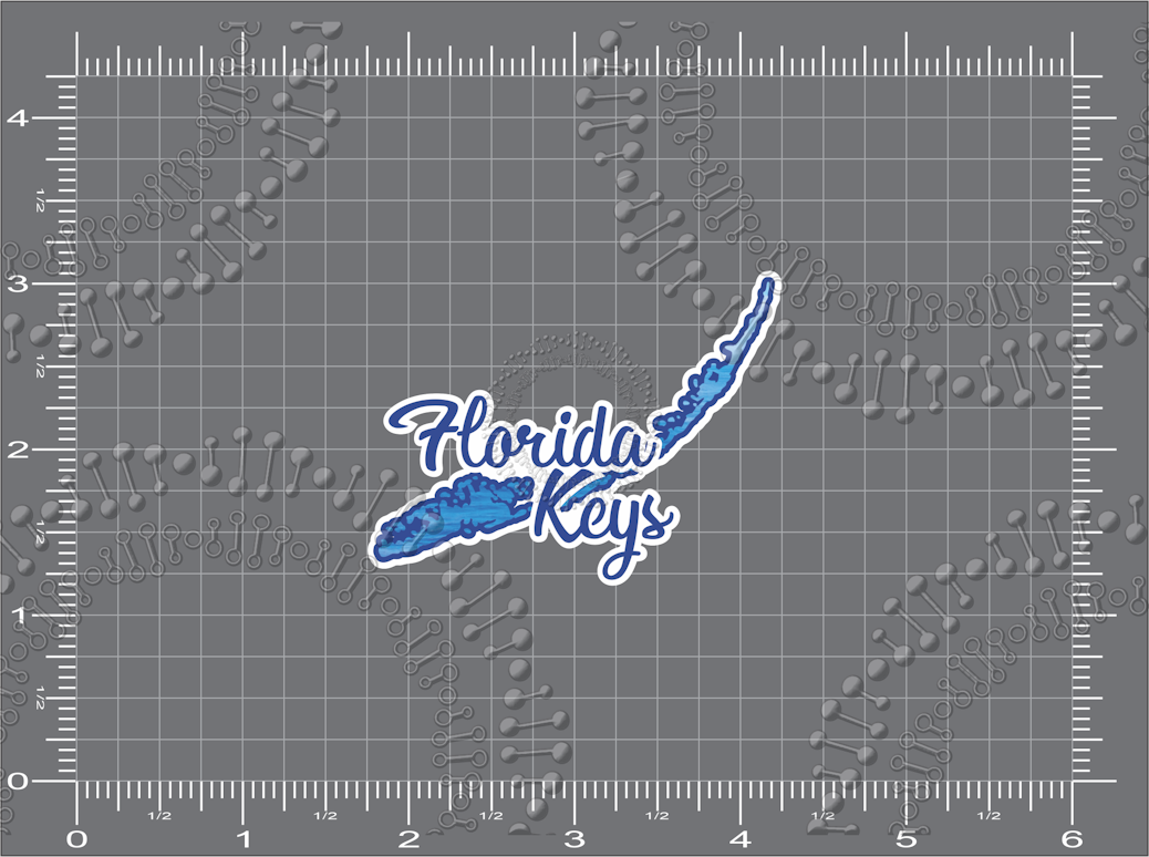 Florida Keys - Island Shape with Cursive Text Decal