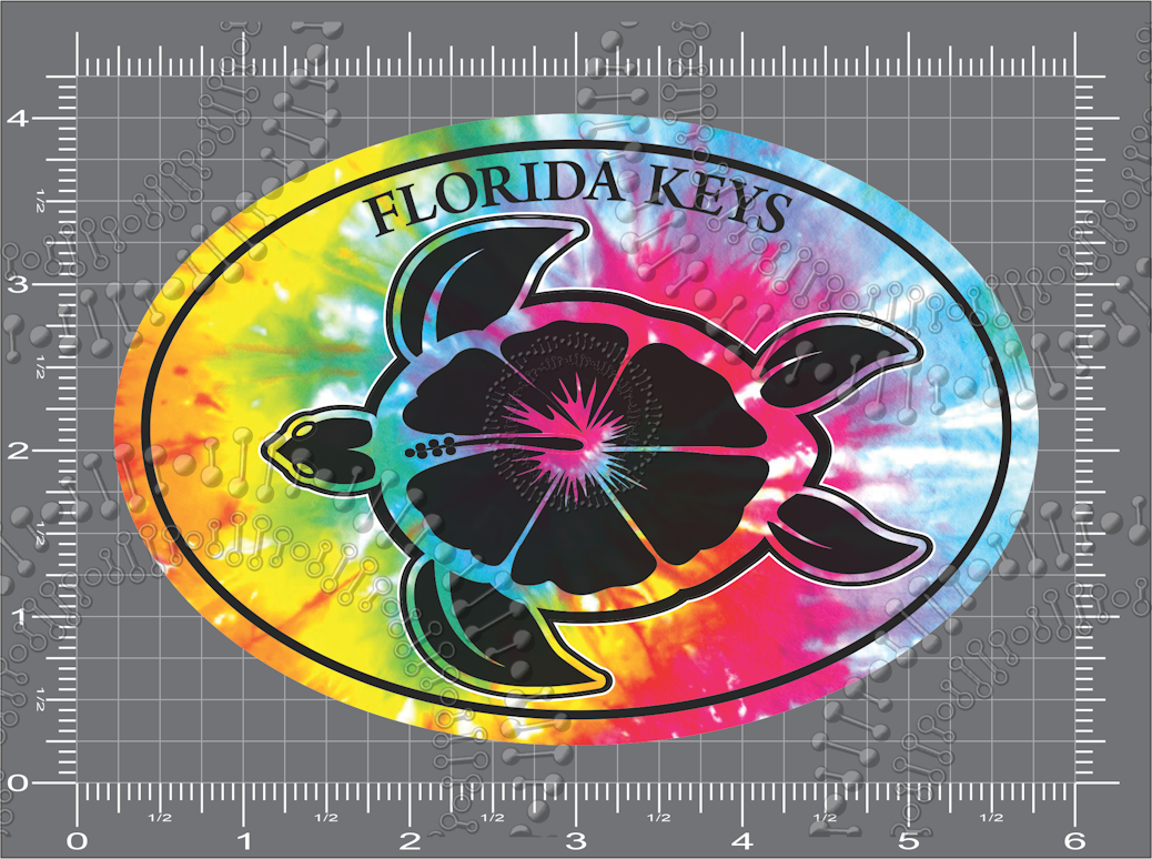 Florida Keys - Tie Dye Turtle Decal