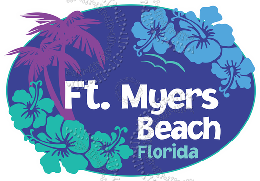 Fort Myers Beach, FL - Aloha Blue Decal