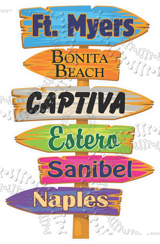 Fort Myers Beach, FL - Directional Decal