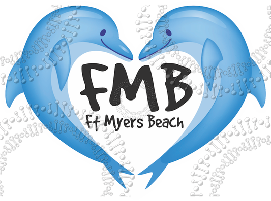 Fort Myers Beach, FL - FMB Dolphin Decal