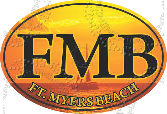 Fort Myers Beach, FL - FMB Sailboat at Sunset Decal