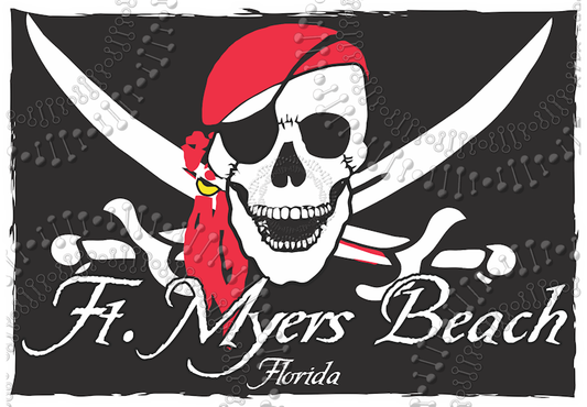 Fort Myers Beach, FL - Pirate Flag Decal