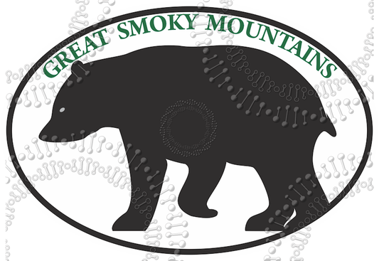 Great Smoky Mountains, NC - Bear with Green Text Decal