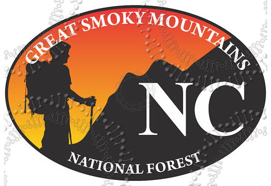 Great Smoky Mountains, NC - Hiker at Sunset Decal